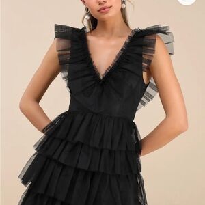 Lulu's Black Ruffled Tiered Mini Dress